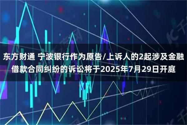 东方财通 宁波银行作为原告/上诉人的2起涉及金融借款合同纠纷的诉讼将于2025年7月29日开庭